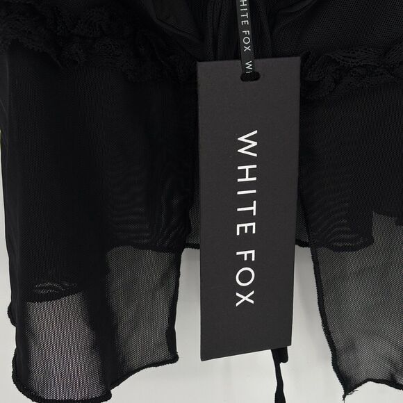 White Fox Boutique Cold Flame Top Medium Black Tie Front Lace Elastic Straps NWT - Picture 6 of 10